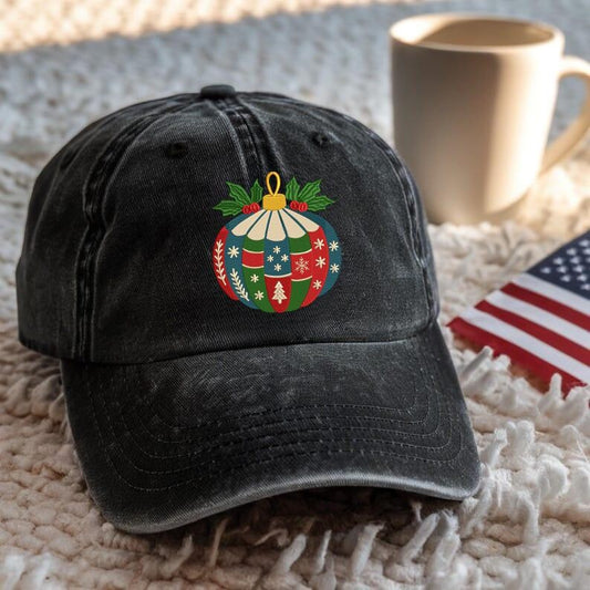 Christmas Ornament Embroidered Hat Holiday Ball Cap Festive Embroidery Dad Hat Custom Christmas Gift Winter Aesthetic Hat White Cap 1762746291153.jpg