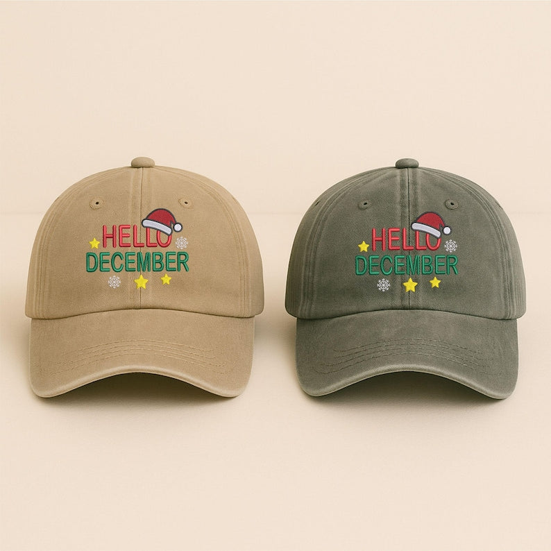 Hello December Hat Embroidered Baseball Cap Christmas Gift For Her Him Holiday Aesthetic Hat Winter Cap Santa Hatvintage Christmas Hat 1762746958628.jpg