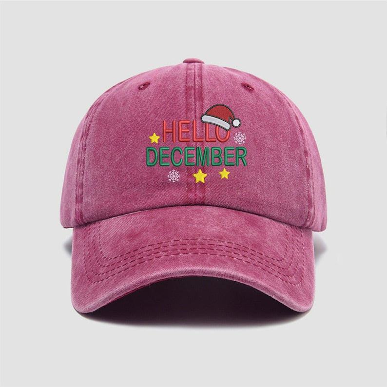 Hello December Hat Embroidered Baseball Cap Christmas Gift For Her Him Holiday Aesthetic Hat Winter Cap Santa Hatvintage Christmas Hat 1762746958660.jpg