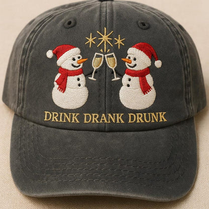 Funny Snowman Toast Dad Cap Drink Drank Drunk Embroidered Hat Holiday Drinking Cap Festive Xmas Party Gift For Himher 1762749576367.jpg