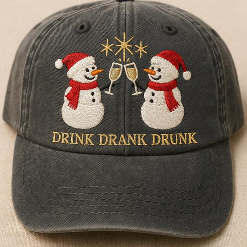 Funny Snowman Toast Dad Cap Drink Drank Drunk Embroidered Hat Holiday Drinking Cap Festive Xmas Party Gift For Himher 1762749576367.jpg