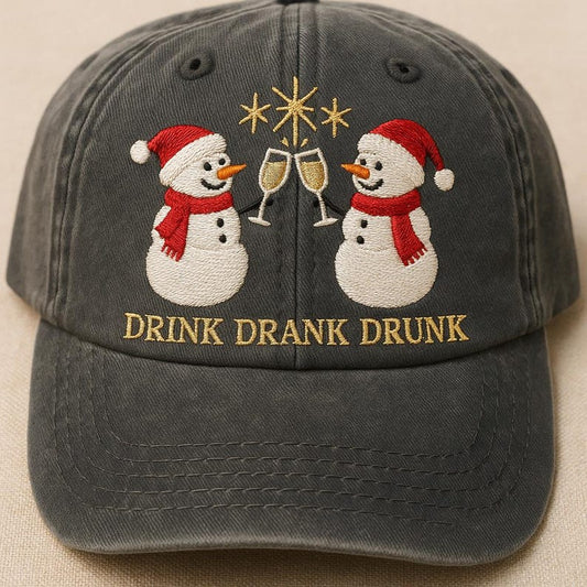 Funny Snowman Toast Dad Cap Drink Drank Drunk Embroidered Hat Holiday Drinking Cap Festive Xmas Party Gift For Himher 1762749576367.jpg