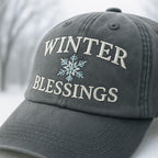 Embroidered Winter Blessings Cap Snowflake Dad Hat Seasonal Cozy Washed Cap Inspirational Winter Gift Idea Womens Embroidered Holiday 1762763709836.jpg