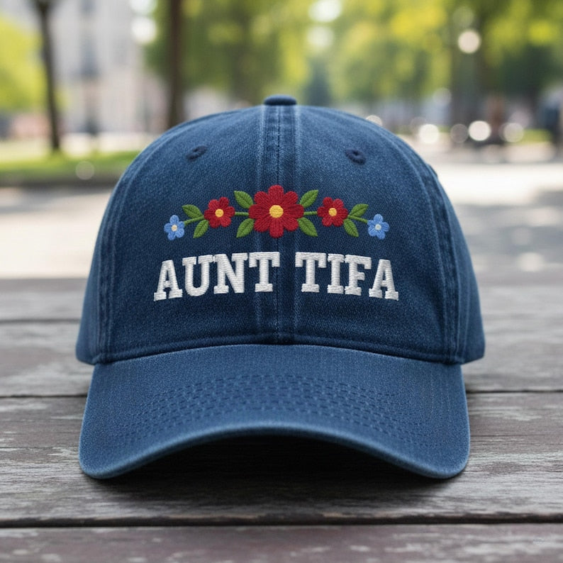 Aunt Tifa Embroidered Hat Floral Denim Baseball Cap Funny Aunt Gift Aunt Cap Vintage Style Embroidery Hat For Women 1762764927587.jpg