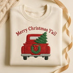 Merry Christmas Yall Embroidered Sweatshirt Southern Holiday Truck Sweater Red Truck Xmas Hoodie Country Christmas Gift 1762767318287.jpg