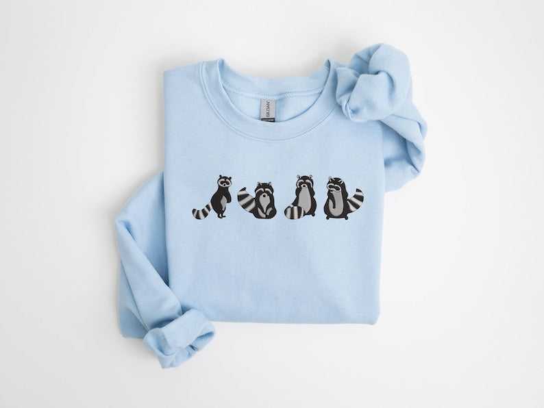 Embroidered Raccoon Sweatshirt Cute Raccoons Sweater Raccoon Crewneck Raccoon Gifts Racoon Sweat Shirt Feral But Cute Racoon Gift 1762848874434.jpg