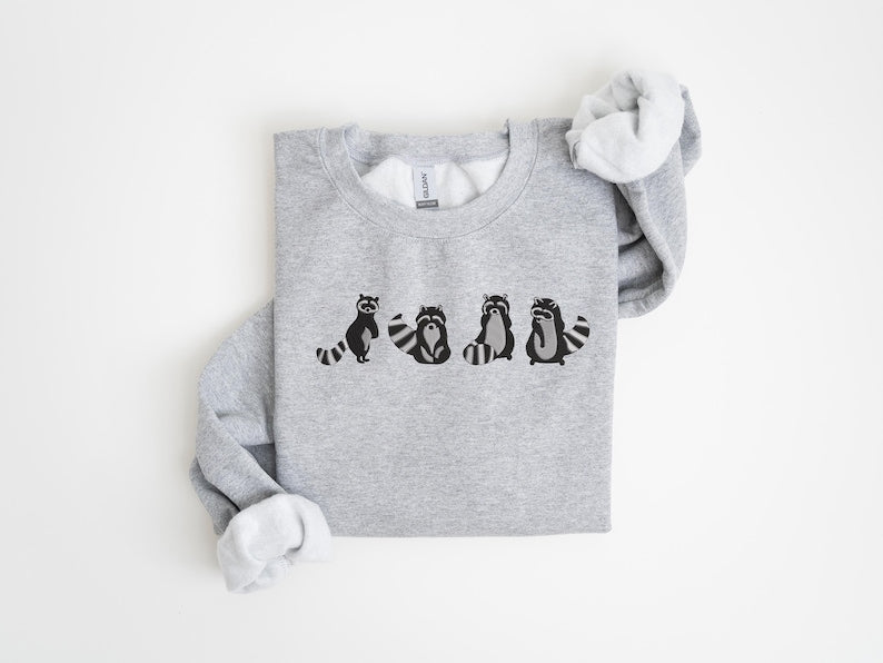 Embroidered Raccoon Sweatshirt Cute Raccoons Sweater Raccoon Crewneck Raccoon Gifts Racoon Sweat Shirt Feral But Cute Racoon Gift 1762848874437.jpg