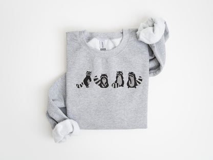 Embroidered Raccoon Sweatshirt Cute Raccoons Sweater Raccoon Crewneck Raccoon Gifts Racoon Sweat Shirt Feral But Cute Racoon Gift 1762848874437.jpg