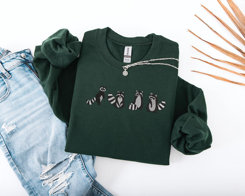 Embroidered Raccoon Sweatshirt Cute Raccoons Sweater Raccoon Crewneck Raccoon Gifts Racoon Sweat Shirt Feral But Cute Racoon Gift 1762848874499.jpg