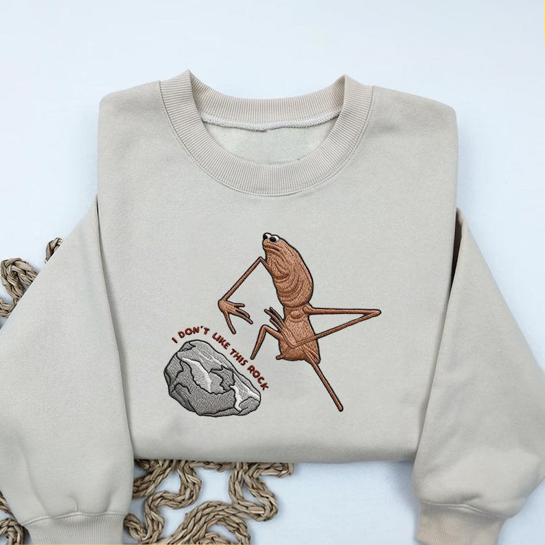 Embroidered Marcus The Worm Sweatshirt I Dont Like This Rock Sweatshirt Marcus The Worm Meme Shirt Funny Meme Shirts Brain Rot Shirts 1762850713710.jpg