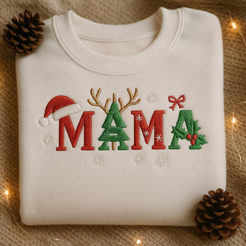 Christmas Mama Embroidered Sweatshirt Reindeer Tree Holiday Sweater New Mom Gift Festive Crewneck Embroidered Grandma Hoodie 1762851306992.jpg