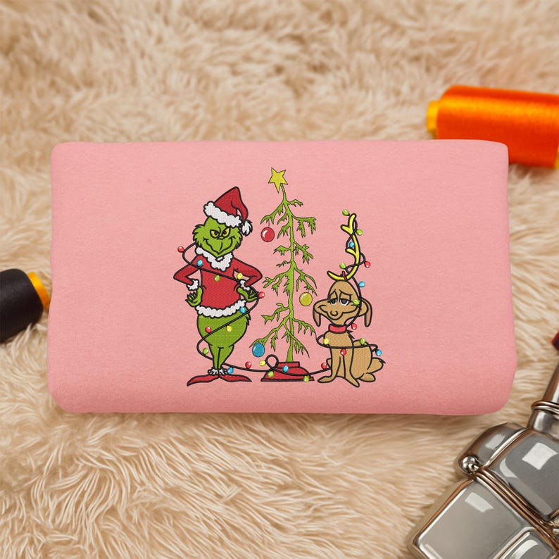 Grinch And Max Christmas Tree Embroidery Shirt Funny Holiday 1762851390394.jpg