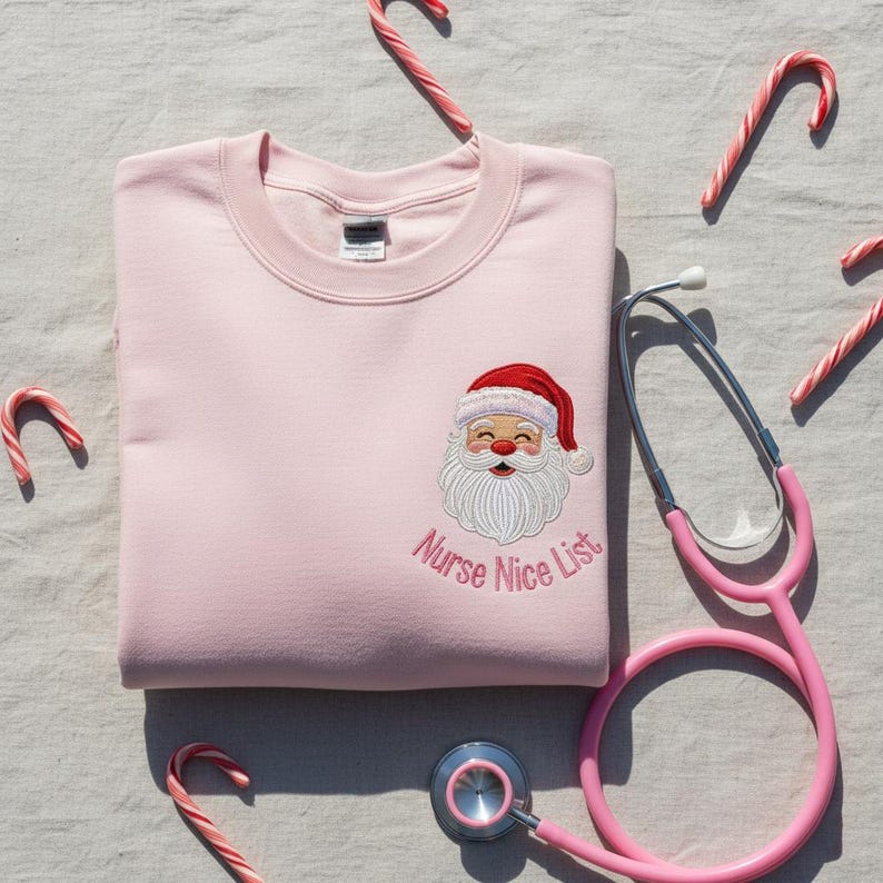 Embroidered Nurse Nice List Sweatshirt Christmas Santa Medical Hoodie Holiday Rn Lpn Pullover Gift 1762914459896.jpg
