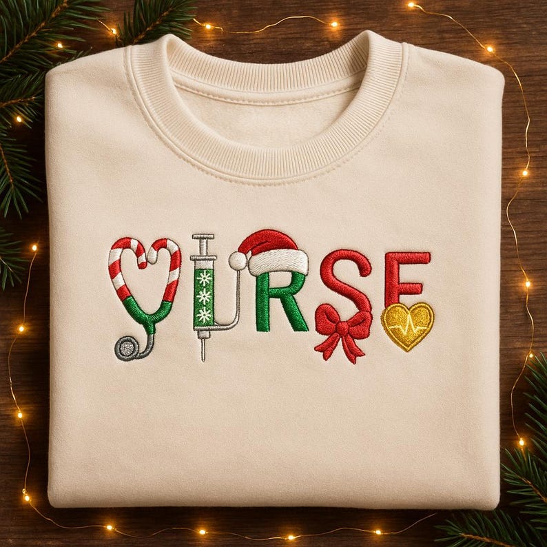 Christmas Nurse Sweatshirt Embroidered Holiday Nurse Sweater Festive Healthcare Worker Gift Xmas Stethoscope Hoodie 1762937726707.jpg