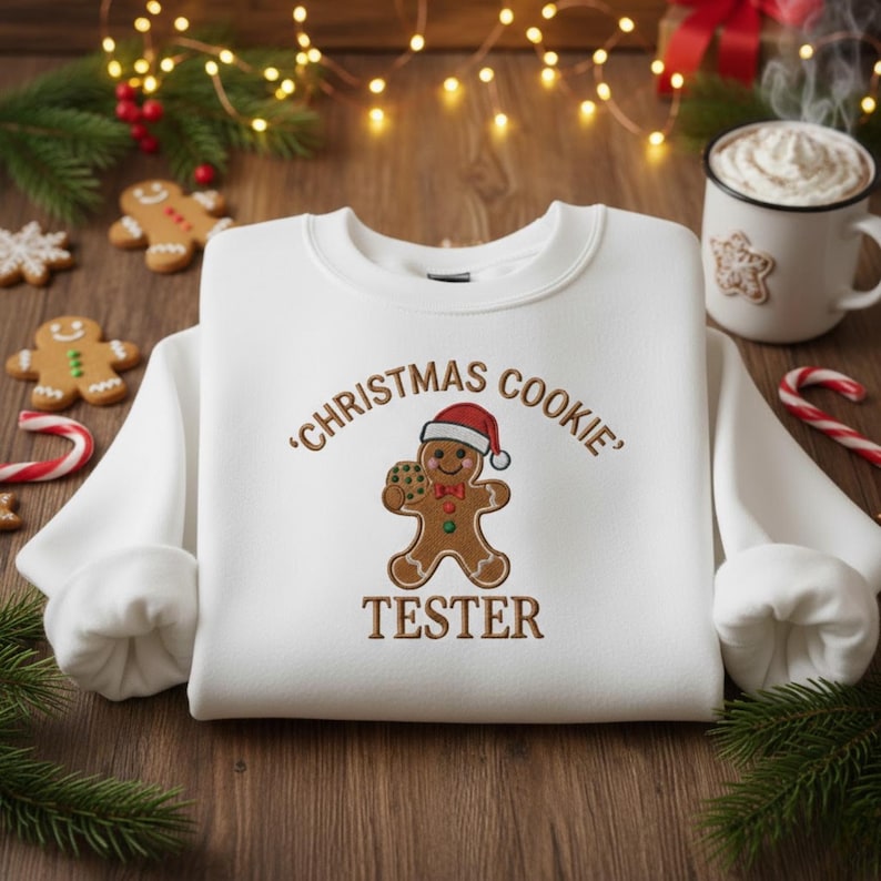 Christmas Cookie Tester Embroidered Sweatshirt Gingerbread Man Christmas Hoodie Funny Holiday Sweater Festive Christmas Sweatshirt 1763000329541.jpg