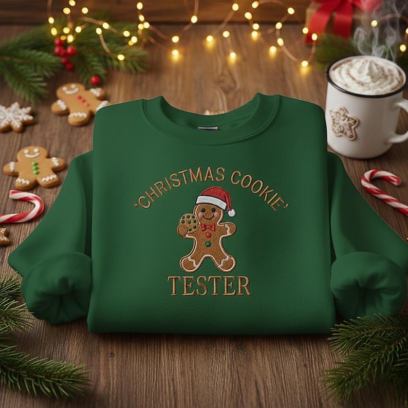 Christmas Cookie Tester Embroidered Sweatshirt Gingerbread Man Christmas Hoodie Funny Holiday Sweater Festive Christmas Sweatshirt 1763000329671.jpg