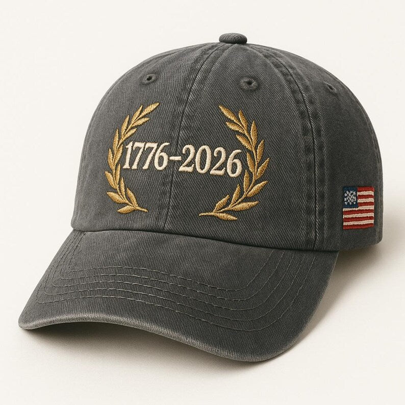 1776 2026 Embroidered Wash Dad Hat Laurel Wreath Bicentennial Cap American Anniversary Washed Baseball Hat 1763004168078.jpg