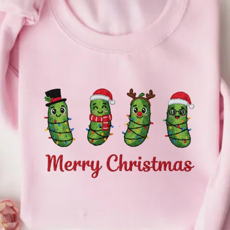 Embroidered Funny Christmas Pickle Sweatshirt Holiday Cucumber Hoodie Pickle Lovers Crewneck Cute Xmas Embroidery Sweater 1763019296658.png