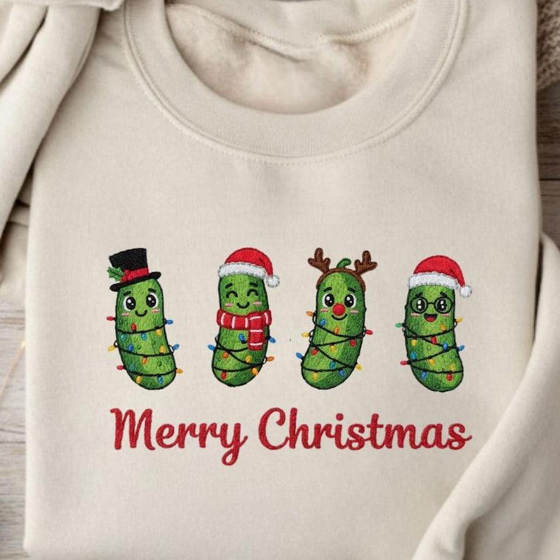Embroidered Funny Christmas Pickle Sweatshirt Holiday Cucumber Hoodie Pickle Lovers Crewneck Cute Xmas Embroidery Sweater 1763019297081.png