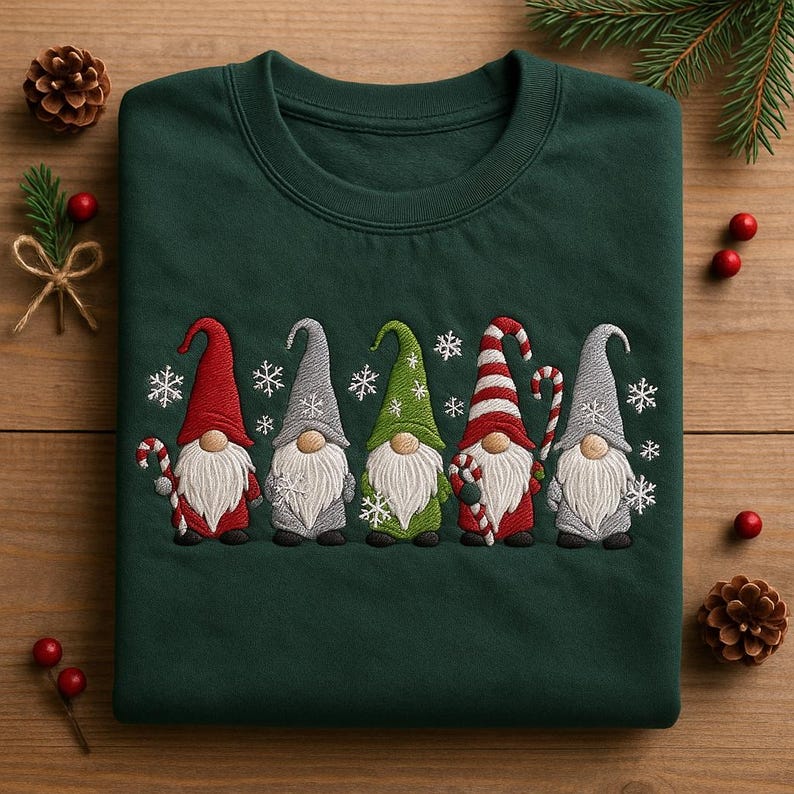 Christmas Gnome Embroidered Hoodie Candy Cane Gnomies Sweatshirt Festive Nordic Creature Crewneck Holiday Gift Sweater 1763019647357.jpg