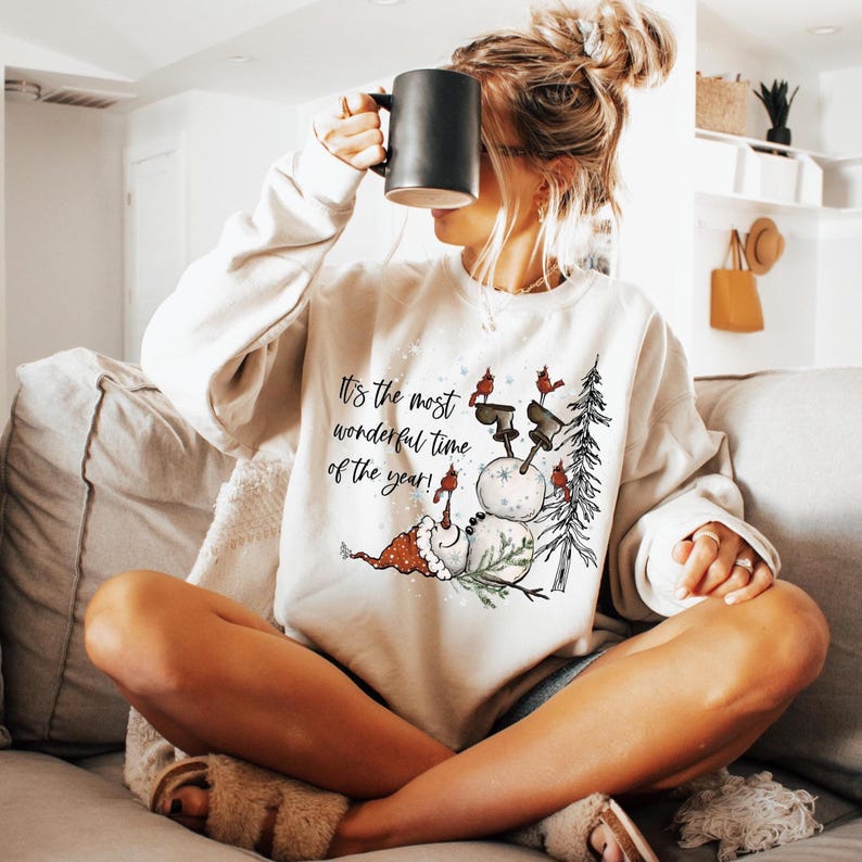 Snowman Shirt Christmas Sweatshirt Its The Most Wonderful Time Of The Year Christmas Shirt Christmas Shirt For Women Christmas Sweater 1763174577682.jpg