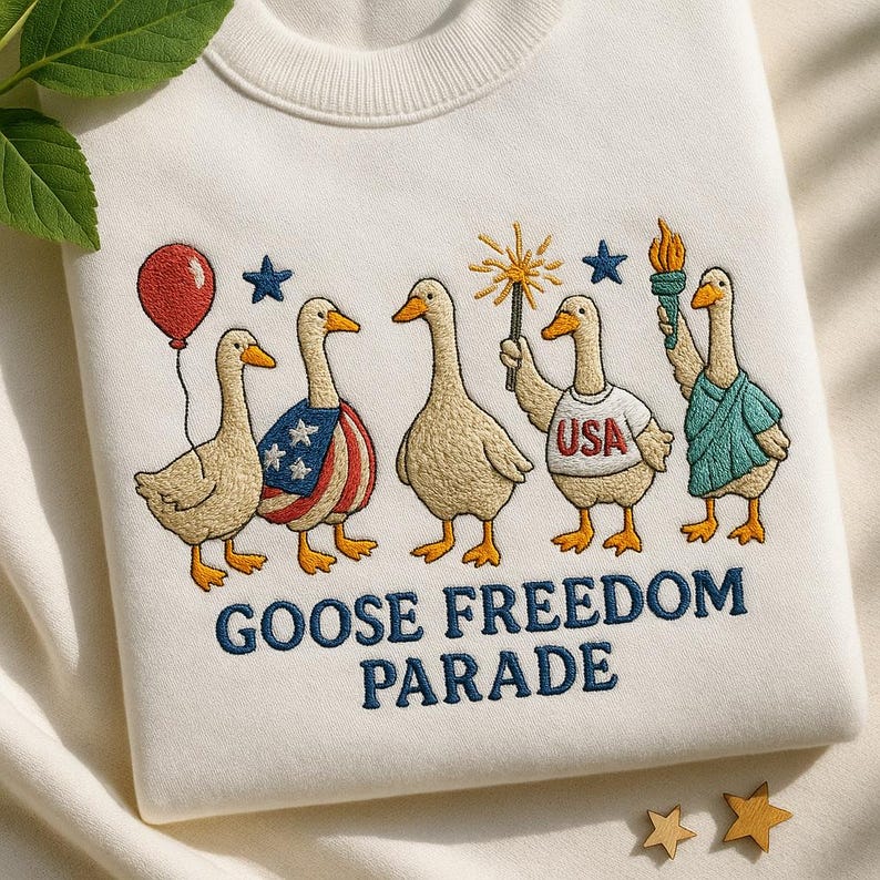 Goose Freedom Parade Embroidered Patriotic Sweatshirt 4th Of July Hoodie American Celebration Sweater Funny Usa Gift Parade 1763174626423.jpg