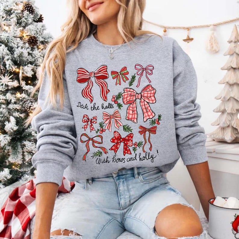 Christmas Coquette Bow Shirt Holiday Shirt For Women Deck The Halls Tee Girly Christmas Shirt Cute Xmas Gift For Girl Coquette Bow Tee 1763175327218.jpg