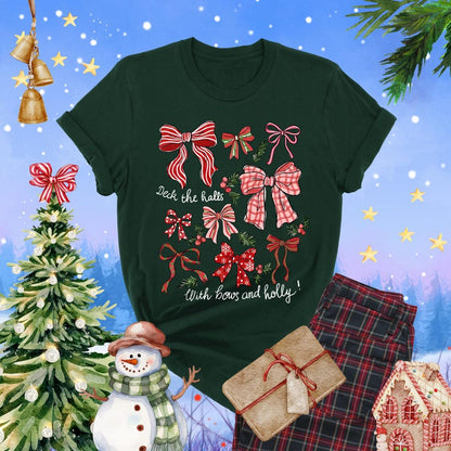 Christmas Coquette Bow Shirt Holiday Shirt For Women Deck The Halls Tee Girly Christmas Shirt Cute Xmas Gift For Girl Coquette Bow Tee 1763175327286.jpg