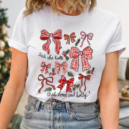 Christmas Coquette Bow Shirt Holiday Shirt For Women Deck The Halls Tee Girly Christmas Shirt Cute Xmas Gift For Girl Coquette Bow Tee 1763175327421.jpg