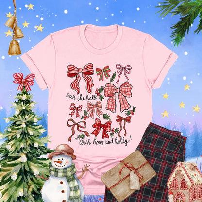 Christmas Coquette Bow Shirt Holiday Shirt For Women Deck The Halls Tee Girly Christmas Shirt Cute Xmas Gift For Girl Coquette Bow Tee 1763175327465.jpg