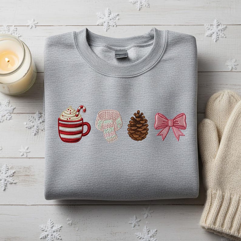 Hot Cocoa Scarf Pine Bow Embroidered Sweatshirt Peppermint Hot Chocolate Winter Holiday Embroidery Hoodie 1763178998710.jpg