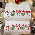 Grinch Christmas Embroidery Shirt Grinch Machine Embroidery Shirt Bow Design Funny Holiday Pattern Xmas Embroidery Shirt 1763345660837.jpg