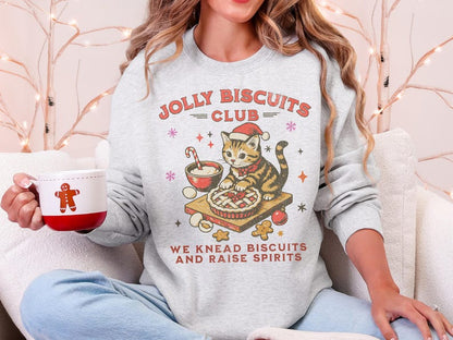 Christmas Cat Baking Sweatshirt Cozy Holiday Cat Mom Gift Vintage Funny Cat Christmas Sweater Jolly Biscuits Club Cookie Kitchen Crewneck 1763348629587.jpg