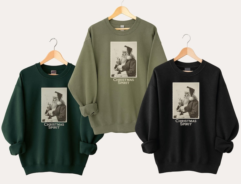 Vintage Santa Sweatshirt Christmas Spirit Crewneck Retro Holiday Pullover Funny Santa Smoking Shirt 90s Aesthetic Gift Funny Santa Tee 1763350877197.jpg