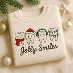 Jolly Smiles Embroidered Sweatshirt Dental Christmas Gift Dentist Hygienist Sweater Cute Teeth Holiday Hoodie Dental Assistant Hoodie 1763350929009.jpg