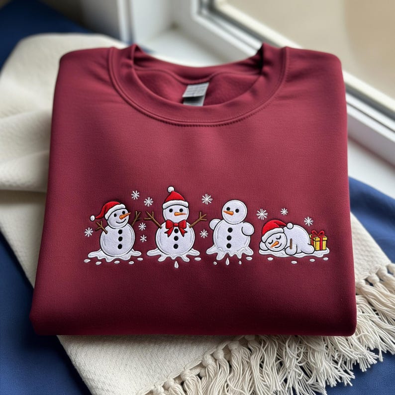Melting Snowman Embroidered Sweatshirt Cute Christmas Hoodie Holiday Winter Sweater For Women Family Xmas Gifts 1763362737007.jpg