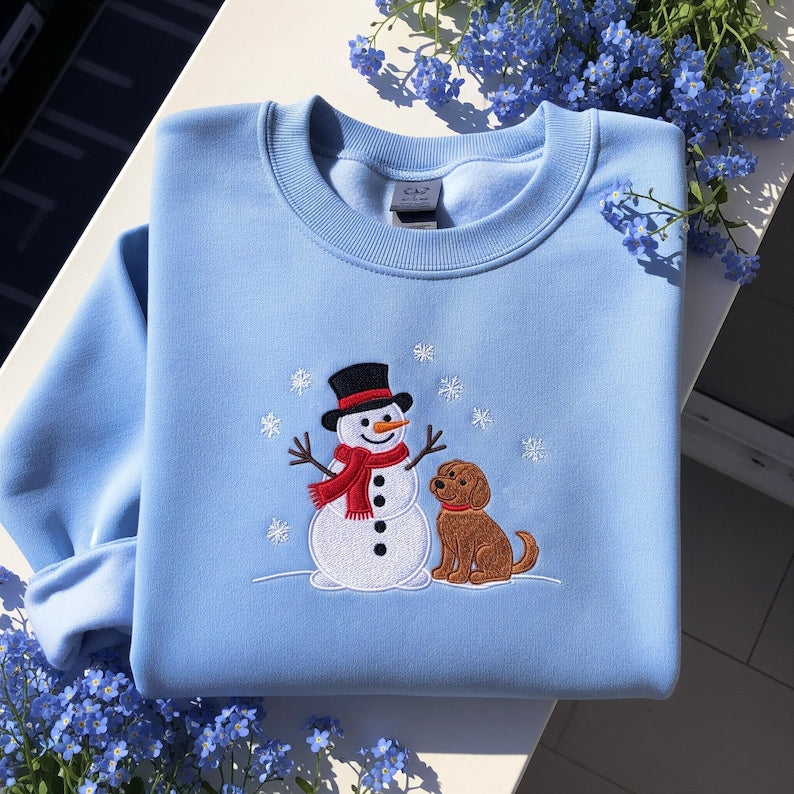 Embroidered Snowman Dog Sweatshirt Cute Winter Hoodie For Dog Lovers Christmas Holiday Sweater Snow Pet Gift 1763363068388.jpg