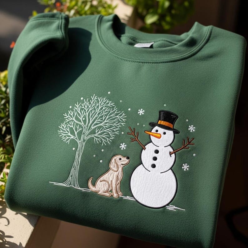 Embroidered Labrador Retriever Christmas Sweatshirt Snowman And Dog Holiday Hoodie Winter Pet Lover Gift Cute Xmas Dog Sweater 1763366706761.jpg