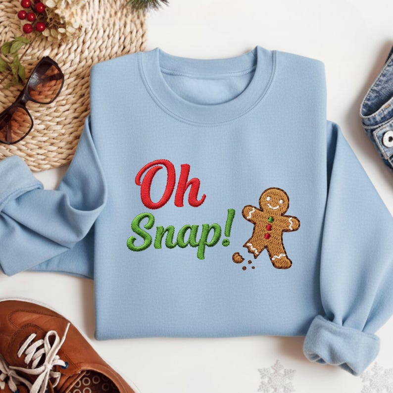 Oh Snap Embroidered Sweatshirt Gingerbread Xmas Hoodie Funny Christmas Gift Embroidered Christmas Hoodie 1763433516963.png