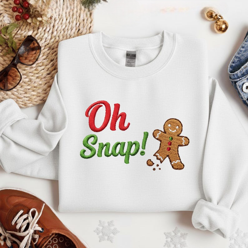 Oh Snap Embroidered Sweatshirt Gingerbread Xmas Hoodie Funny Christmas Gift Embroidered Christmas Hoodie 1763433517098.png