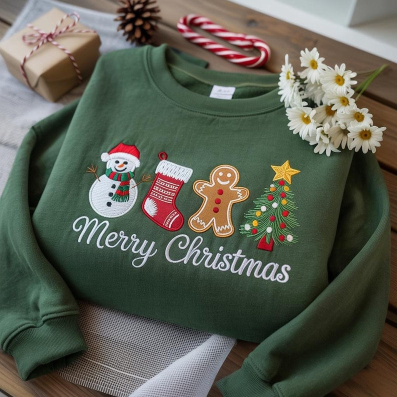 Embroidered Merry Christmas Sweatshirt Embroidered Gingerbread Hoodie Embroidered Christmas Sweatshirt Christmas Holiday Hoodie 1763434706885.jpg