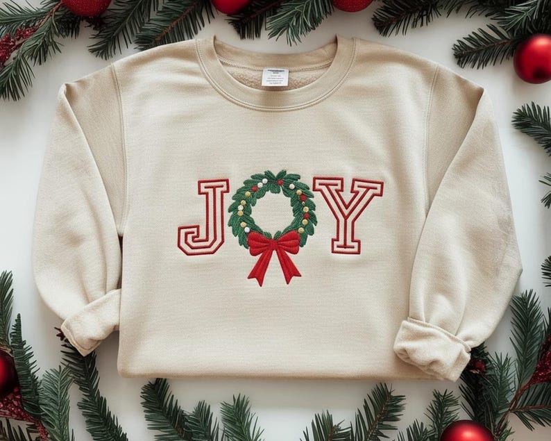 Embroidered Christmas Wreath Hoodie Coquette Joy Merry Xmas Sweatshirt Christmas Tree Festive Holiday Sweater Hoodie 1763435555262.jpg