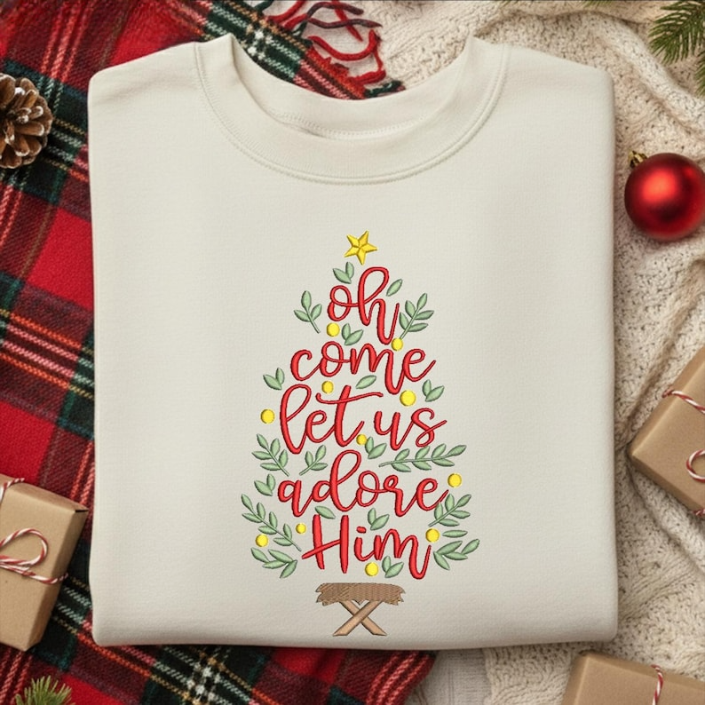 Oh Come Let Us Adore Him Embroidery Sweatshirt Christmas Tree Embroidery Hoodie Christian Christmas Sweater Faith Holiday Nativity Gift 1763437529306.png