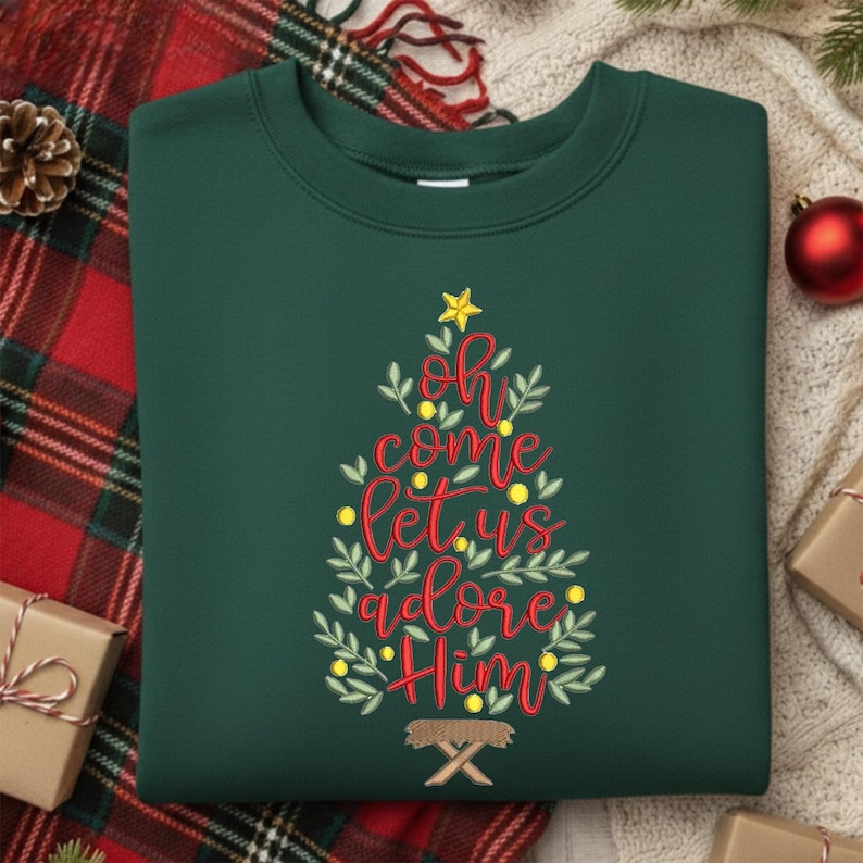 Oh Come Let Us Adore Him Embroidery Sweatshirt Christmas Tree Embroidery Hoodie Christian Christmas Sweater Faith Holiday Nativity Gift 1763437529374.png