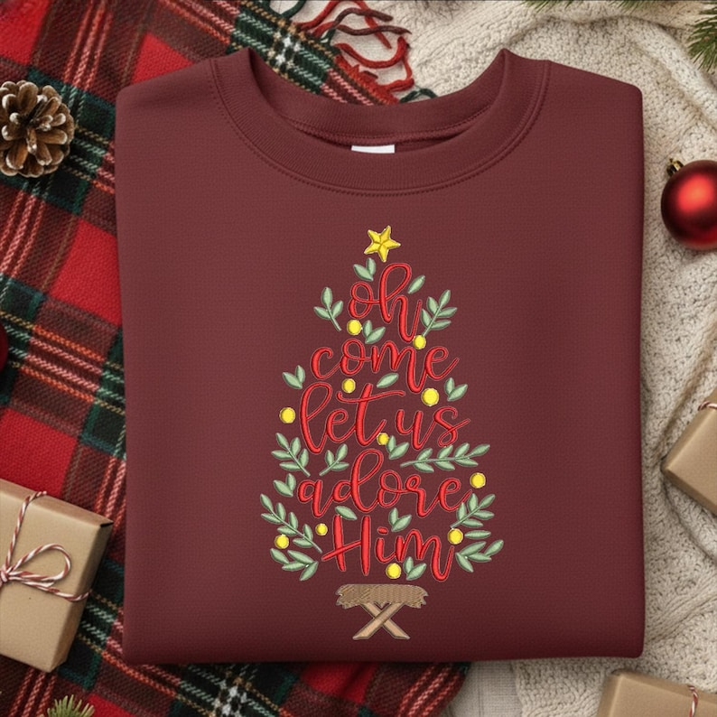 Oh Come Let Us Adore Him Embroidery Sweatshirt Christmas Tree Embroidery Hoodie Christian Christmas Sweater Faith Holiday Nativity Gift 1763437530070.png
