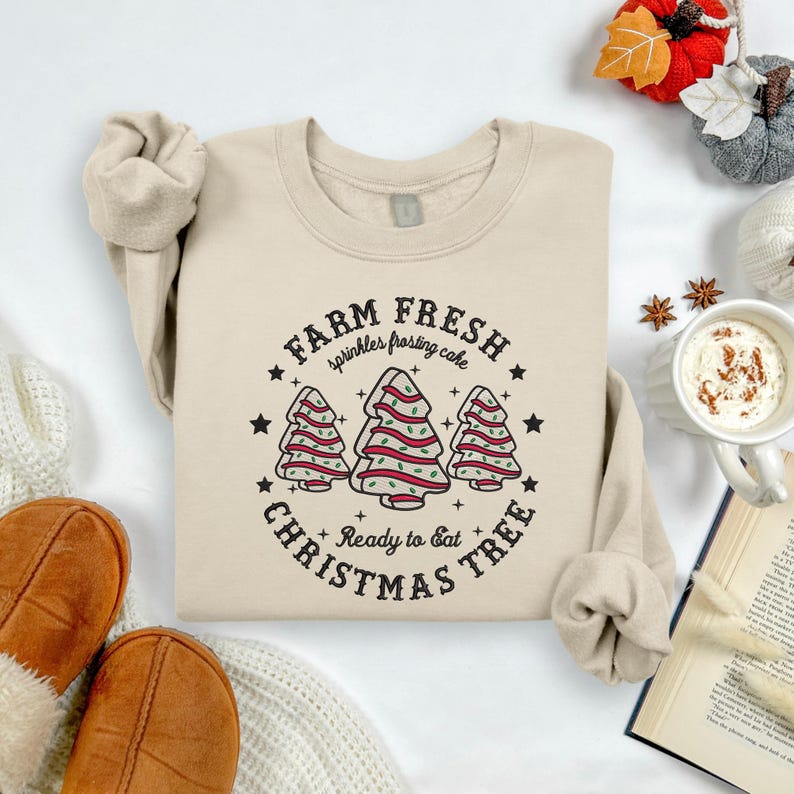 Embroidered Farm Fresh Christmas Tree Hoodie Christmas Tree Cake Sweater Christmas Cake Sweatshirt Christmas Crewneck Christmas Gift For Women 1763441005134.jpg