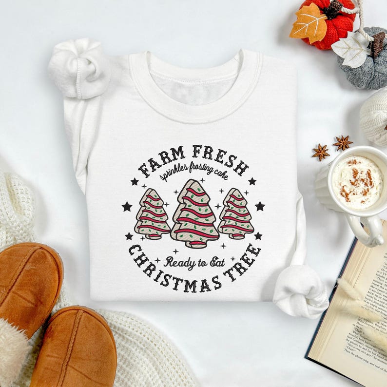 Embroidered Farm Fresh Christmas Tree Hoodie Christmas Tree Cake Sweater Christmas Cake Sweatshirt Christmas Crewneck Christmas Gift For Women 1763441005167.jpg