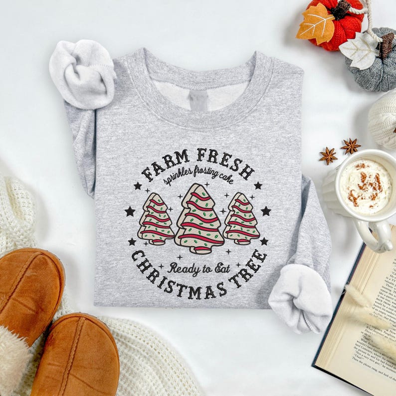 Embroidered Farm Fresh Christmas Tree Hoodie Christmas Tree Cake Sweater Christmas Cake Sweatshirt Christmas Crewneck Christmas Gift For Women 1763441005771.jpg