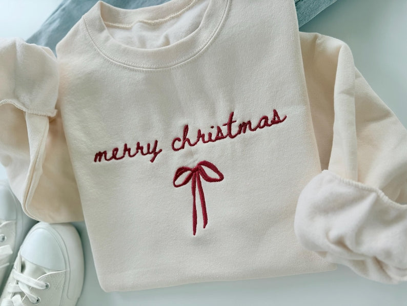 Embroidered Christmas Sweatshirt Merry Christmas Bow Design 1763453171089.jpg