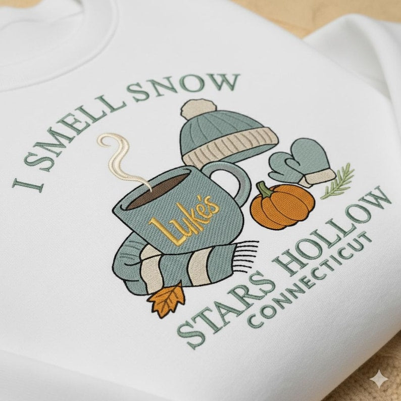 Embroidered I Smell Snow Hoodie Gilmore Girls Embroidered Sweatshirt Christmas Gift Gilmore Girl Sweater Christmas Hoodie Winter Sweatshirt 1763453463445.jpg